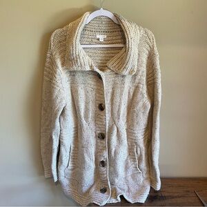 J. Jill Wool Blend Marled Longline Cardigan Sweater Duster Large